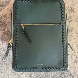 Calpak Kaya 15in Laptop Forest Green Backpack with Gold Zipper